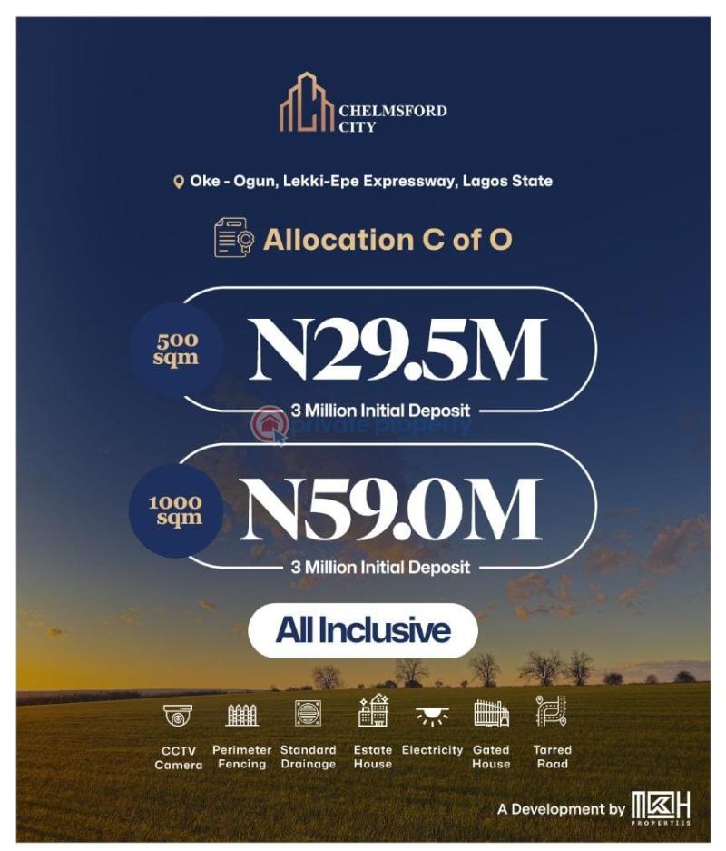 Residential Land For Sale Chelmsford City Okeogun Ibeju Lekki Facing Lekki Epe Expressway Ibeju-Lekki Lagos