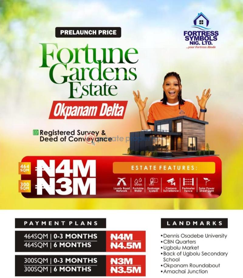Mixed use Land For Sale Fortune Gardens Estate Okpanam City Gate Just 4 Minute Drive From Ugbolu Market Amachai Road Asaba Delta - 0