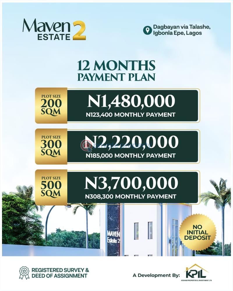 Residential Land For Sale Key Haven Estate, Kajola Sagamu Ogun