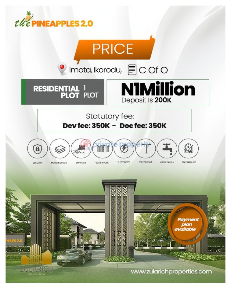 Residential Land For Sale The Pinapples 2.0 Estate Imota,ikorodu,ogun State Ogun area  - 0