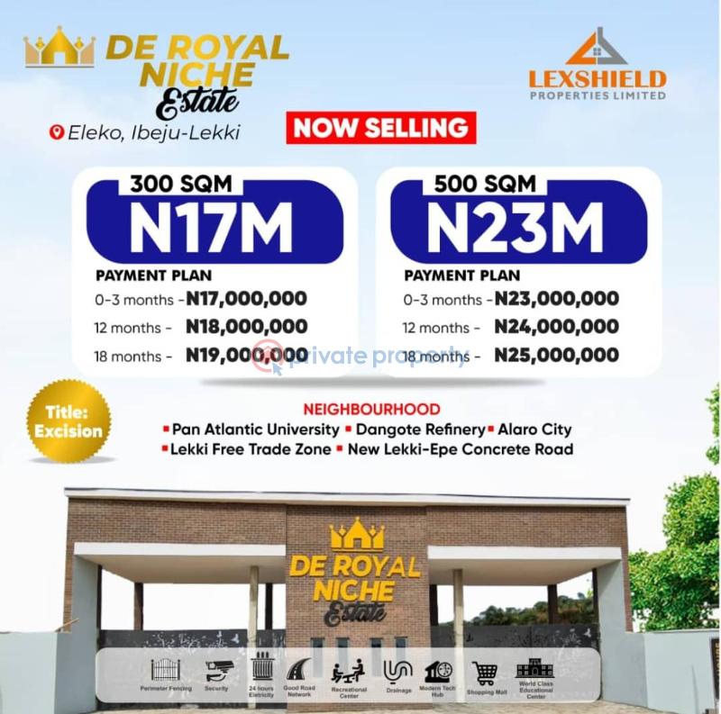 Residential Land For Sale De Royal Niche Estate Located At Eleko Junction, Right On Lekki Epe Expressway Ibeju-Lekki Lagos - 0