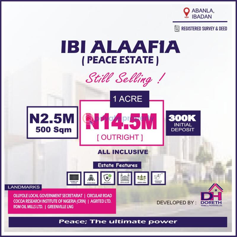 Residential Land For Sale Ibi Àlááfíà (peace Estate) In Abanla Ibadan Oyo