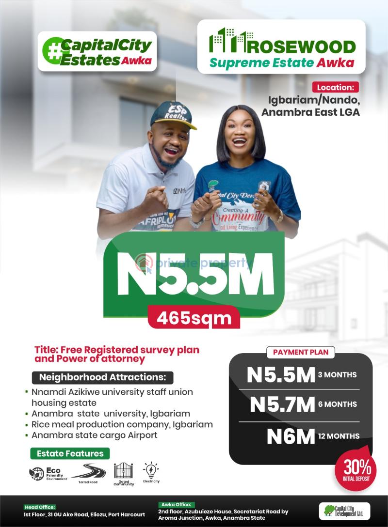 Residential Land For Sale Rosewood Supreme Estate Igbariam Awka Awka North Anambra