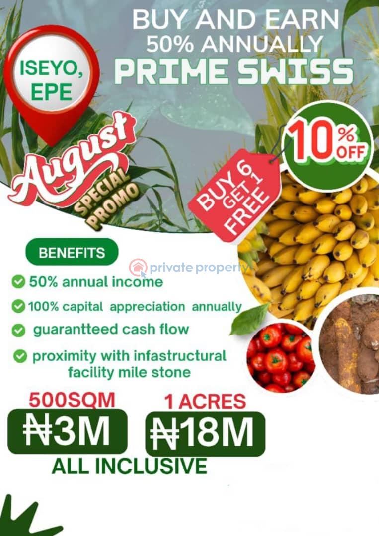 Residential Land For Sale Prime Swiss, Strategically Located At Iseyo Via Epe Ijebu Ode Road Epe Lagos