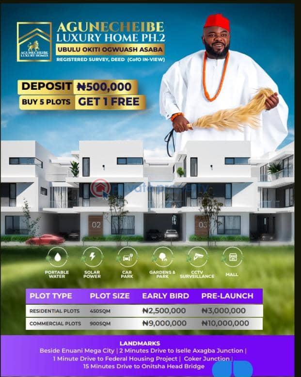 Residential Land For Sale Agunecheibe Luxury Homes Phase 2 Located At Ubulu Okiti Ogwuash, Asaba Delta