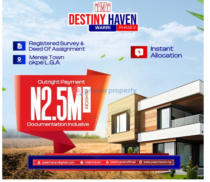 Residential Land For Sale Destiny Haven Estate Phase 2, Mereje, Okpe Warri Delta