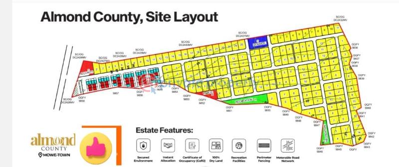 Residential Land For Sale Almond County Estate Mowe Town, A Buy And Build Estate With Instant Allocation. C Of O Land. Mowe Ogun area  - 12