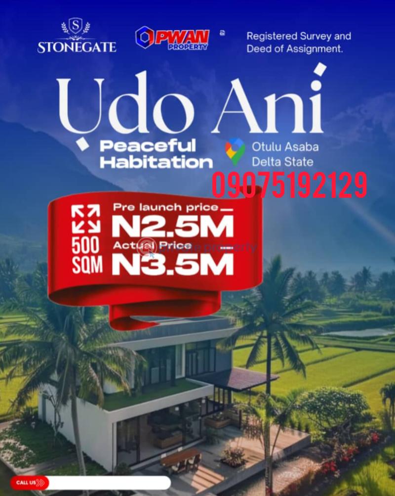 Land For Sale Stonegate Udoani Estate (the Peaceful Habitation) Atuma Otulu Asaba, Delta State This Is A Perfect , Serene, And Quiet Habitation Away From The Capital City Of Asaba. Explore The Serenity In Luxury And Peaceful Living, All Moulded In One At Udoani Esta Asaba Delta
