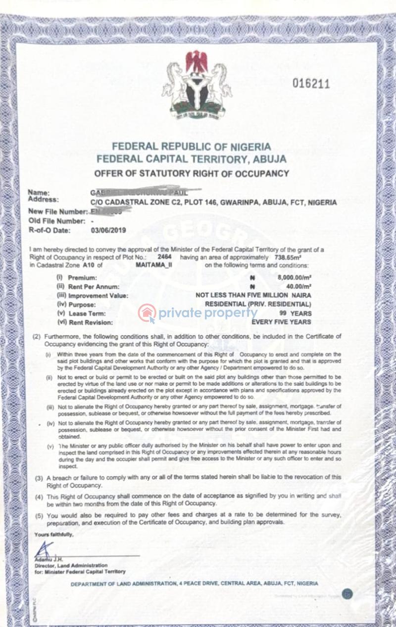 Residential Land For Sale Maitama Ii / Abuja Maitama Abuja Phase 1 