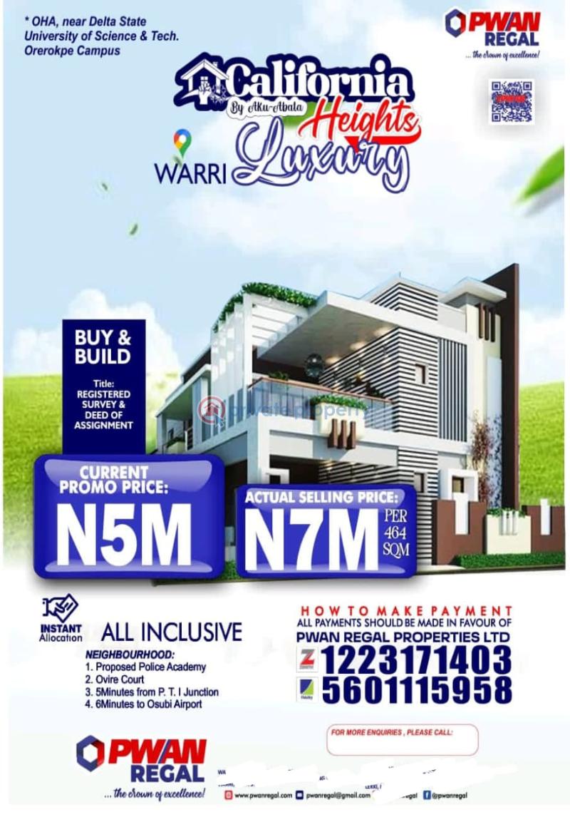 Residential Land For Sale Oha, Near Delta State University Of Science And Tech,orerokpe Campus Warri Delta