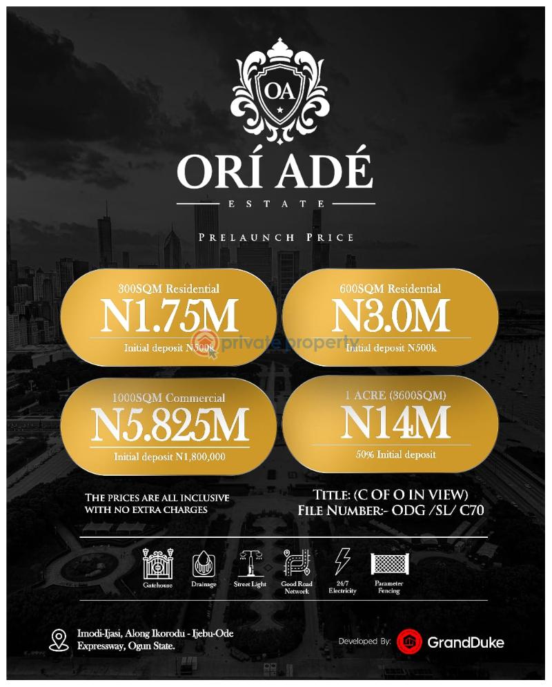 Residential Land For Sale Our Lady Of Assumption Catholic Church Ministry Of Agriculture Lagos State. International College Ibefun Prince M.b. Taiwo Stadium Petrolex Mega Oil Holy Trinity Anglican Primary School Ijebu Ode Ogun - 1