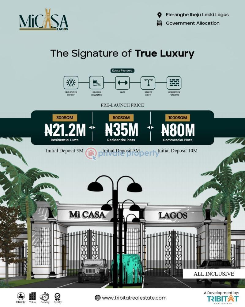 Land with c of o for sale in ibeju lekki mi estatecasa - 0 Residential Land For Sale Mi Casa Lagos Eleranigbe Ibeju Lekki Eleran Igbe Ibeju-Lekki Lagos - 0