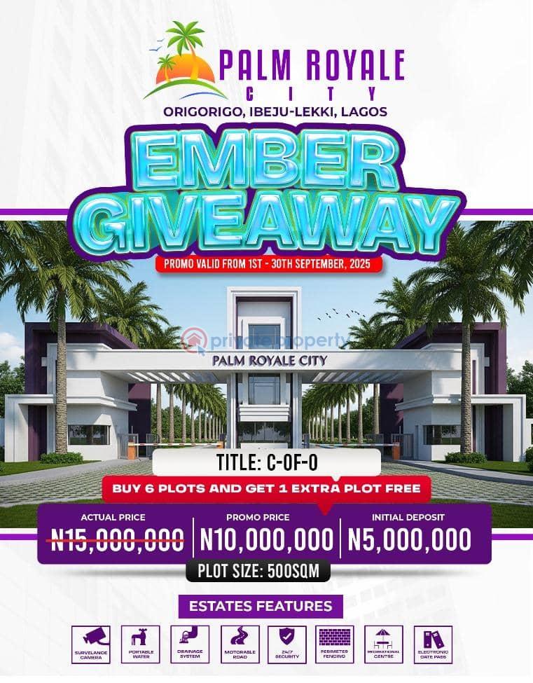 Residential Land For Sale Palm Royale City Estate In Origorigo Ibeju-Lekki Lagos
