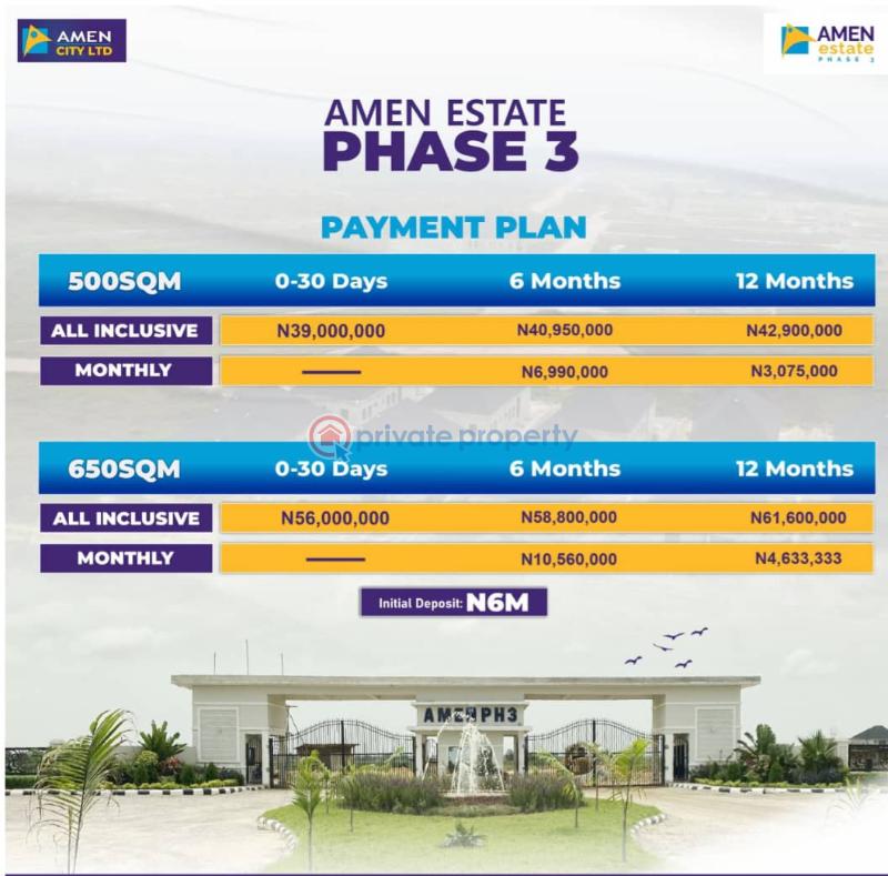 Residential Land For Sale Amen Estate Phase 3 A Residential Estate Adjacent Lekki Int'l Airport Ibeju Lekki Lagos Eleko Ibeju-Lekki Lagos - 1