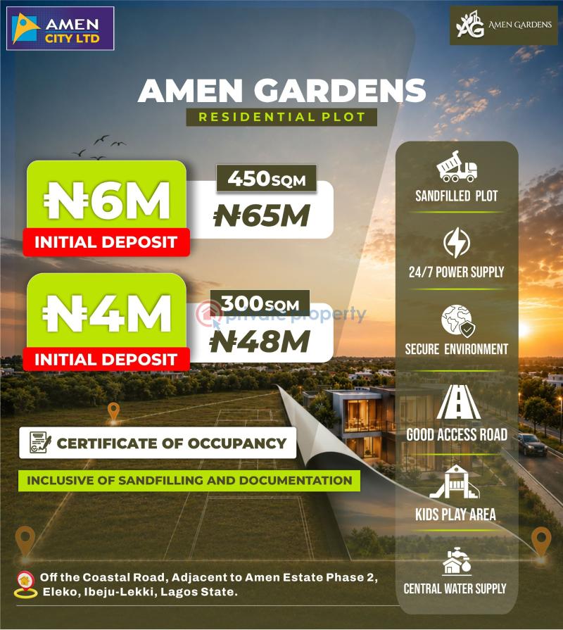 Residential Land For Sale Amen Gardens Eleko Beach Road Ibeju Lekki Lagos Eleko Ibeju-Lekki Lagos - 1