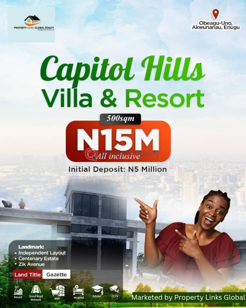 Residential Land For Sale Capitol Hills Villa & Resort! Located At Obeagu Uno, Akwunanau Enugu Area 
