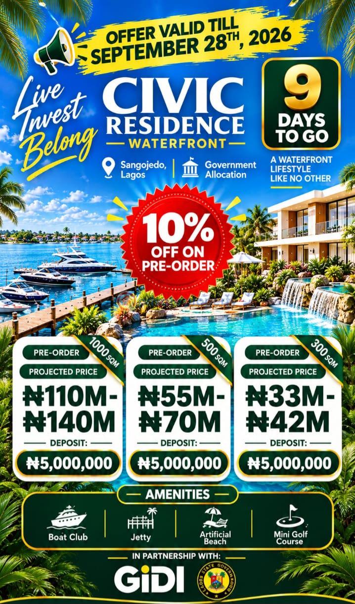 Mixed use Land For Sale Civic Residence Waterfront Estate Sangotedo Ajah Lagos - 1