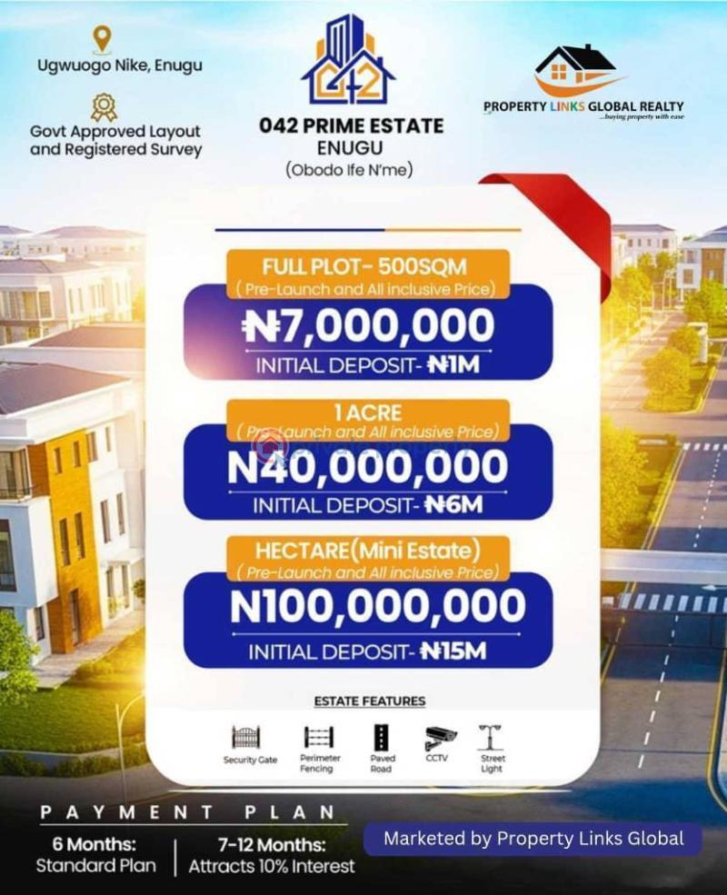 Residential Land For Sale 042 Prime Estate Located At Ugwuogo Nike Enugu Area 