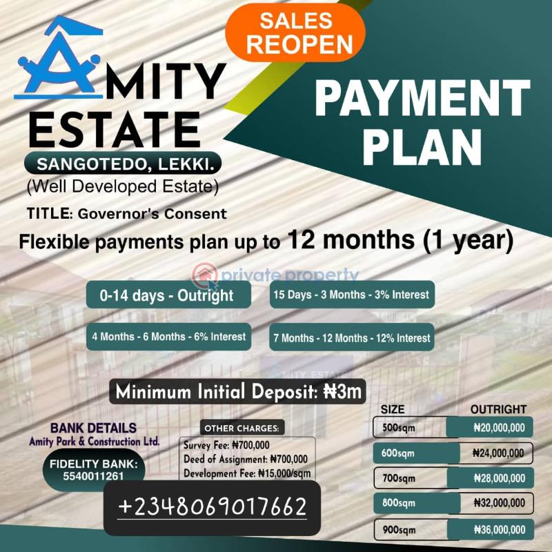 Land For Sale Amity Estate Sangotedo Ajah Lekki Lagos Sangotedo Ajah