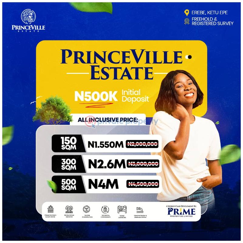 Land with register survey Land For Sale Princeville Estate With Perimeter Fencing Located At Ketu Epe Lagos