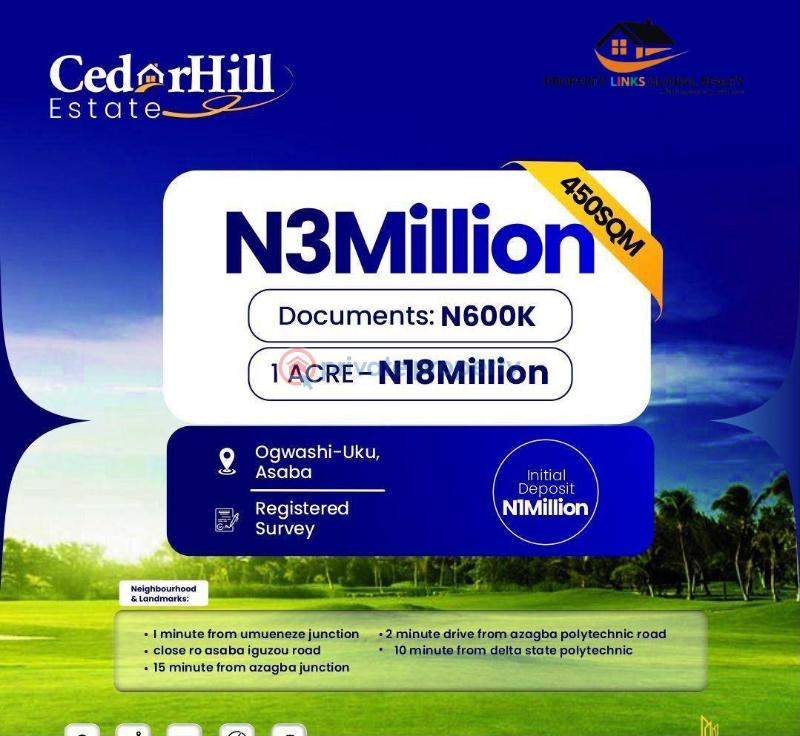 Residential Land For Sale Cedar Hills Estate Located At Ogwashi Uku Asaba Delta