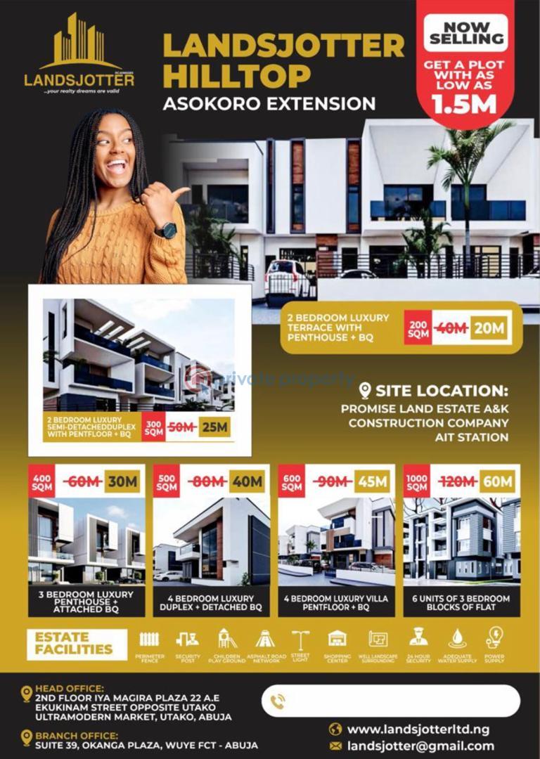 3 bedroom Residential Land For Sale Beside Promise Land Estate A&k Construction Company Ait Station Asokoro Abuja Phase 1  - 1