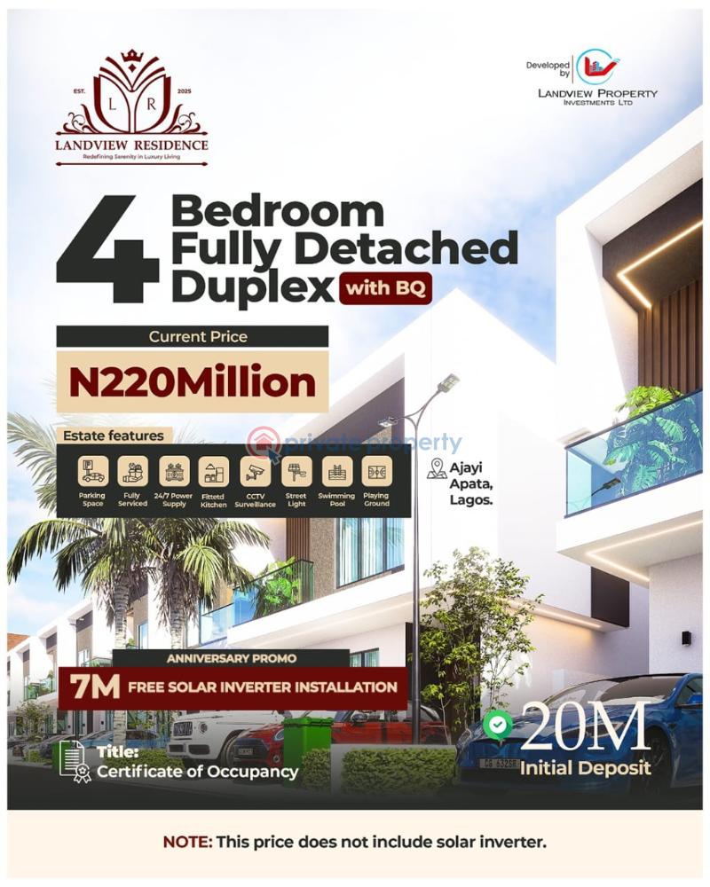4 bedroom Detached Duplex For Sale Majek Sangotedo Lagos