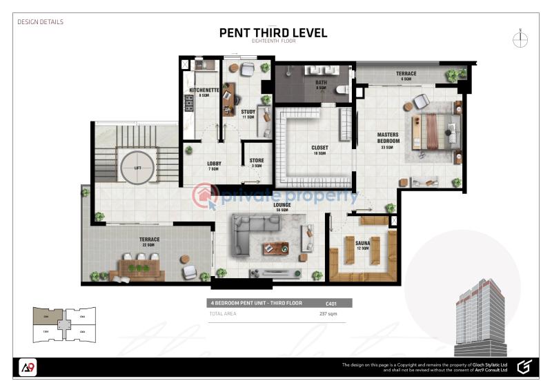 Live above it all: luxurious  4 bedroom penthouse on 3 levels - 753 sqm - 8 4 bedroom Penthouse For Sale Banana Island Estate Banana Island Ikoyi Lagos - 8