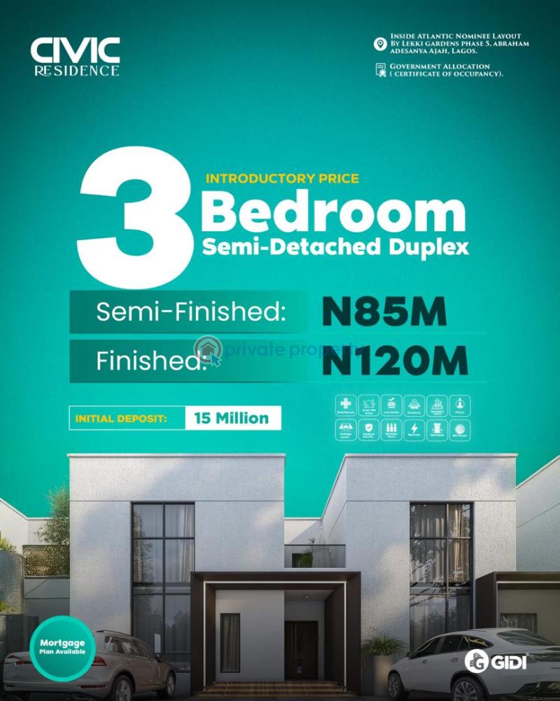 3 bedroom Duplex For Sale Mother And Child Hospital, Charterhouse School, Atlantic Nominee Layout Estate. Abraham Adesanya Ajah Lagos - 0