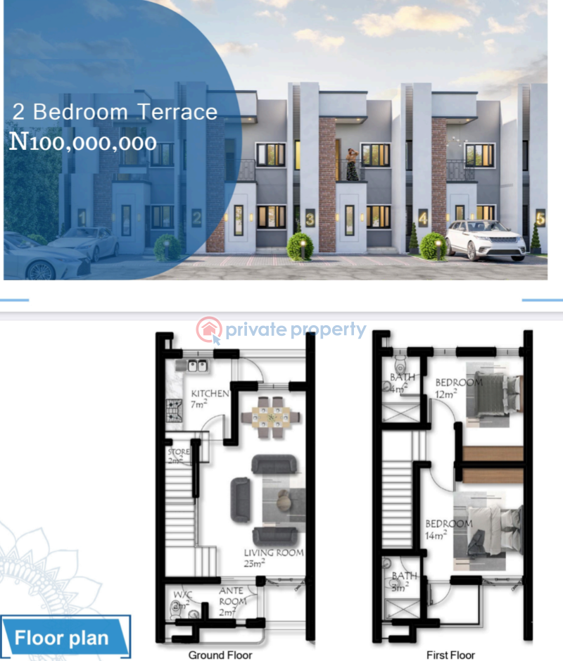 2 bedroom Terrace For Sale Mother And Child Hospital, Chartered House School, Citadel Views, Ojaja Mall . Abraham Adesanya Ajah Lagos