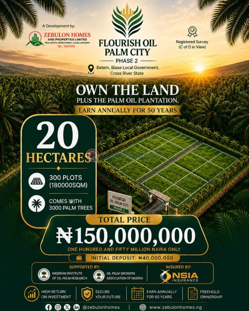 Commercial Land For Sale Flourish Oil Palm City Phase 2 The Best Investment Opportunity Plan Biase Cross River - 1
