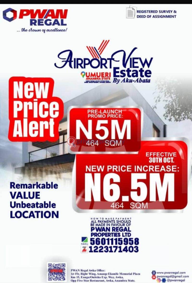 Mixed use Land For Sale Airport View Estate Umeri Oyi Anambra