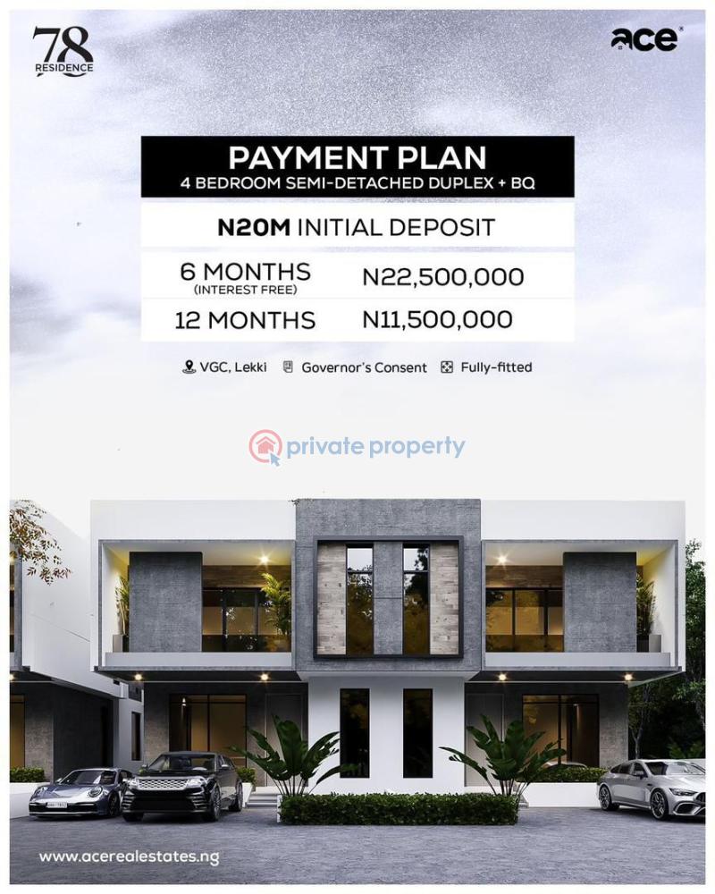 Luxuriously built 4-bedroom - 1 4 bedroom Semi detached Duplex For Sale 78 Residence, Victoria Garden City Lekki Lagos - 1