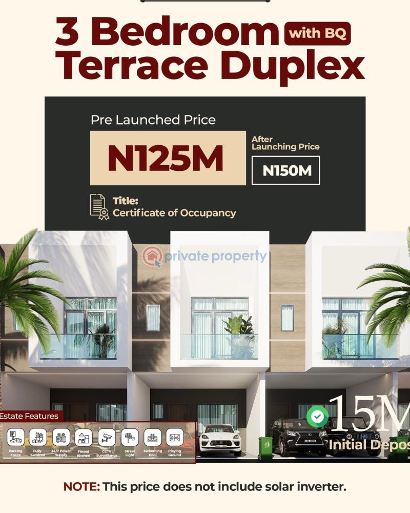 3 bedroom Terraced Duplex For Sale Monastery Road Sangotedo Lagos