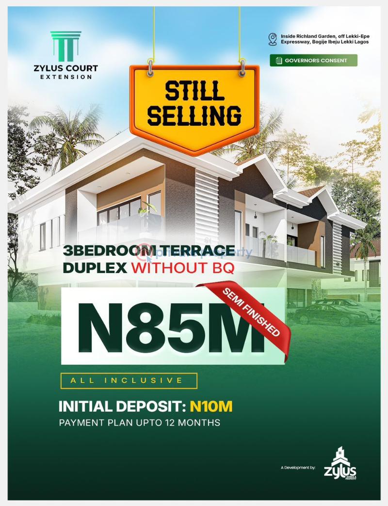 3 bedroom Terraced Duplex For Sale Zylus Court Extension Inside Richland Garden Bogije Off Lekki Epe Expressway Along Lekki Expressway Lagos