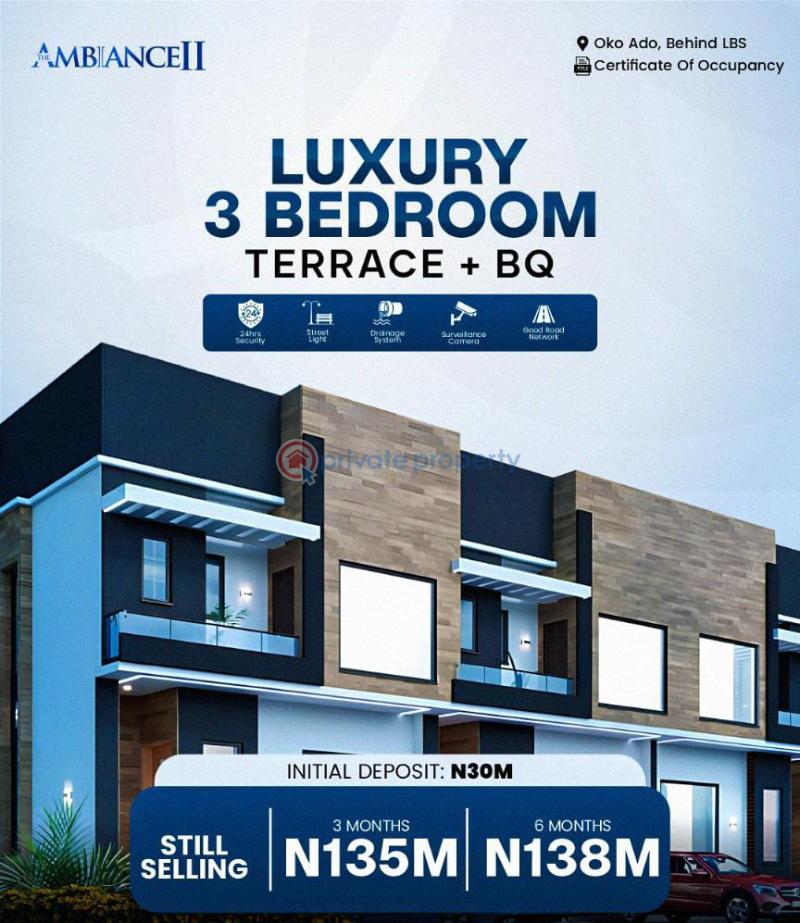 3 bedroom Terrace For Sale Ambiance 2 Estate Oke Ado Behind Lbs Lekki Sangotedo Lagos - 0