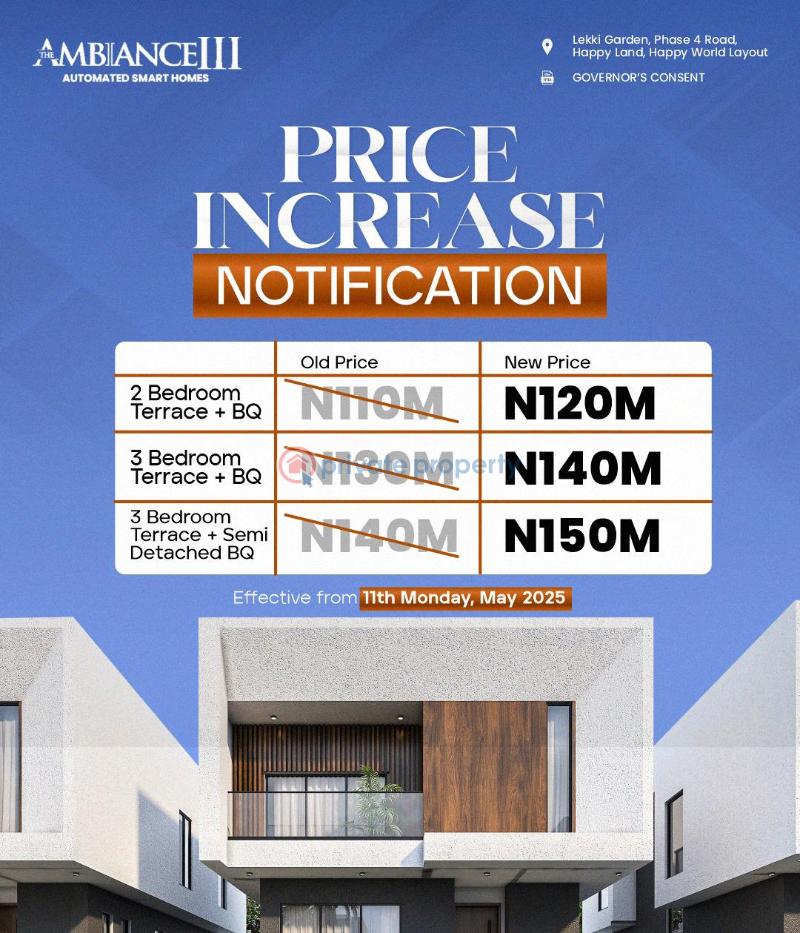 3 bedroom Terrace For Sale The Ambiance 3 Estate Lekki Gardens Phase 4 Road Happy Land Happy World Layout Lekki Scheme 2 Ajah Lagos - 1