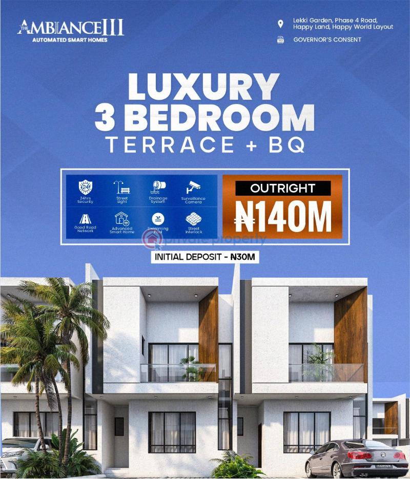 3 bedroom Terrace For Sale The Ambiance 3 Estate Lekki Gardens Phase 4 Road Happy Land Happy World Layout Lekki Scheme 2 Ajah Lagos - 0