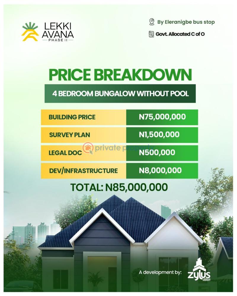 4 bedroom Bungalow For Sale Lekki Avana Phase 2 By Eleranigbe Bus Stop Eleran Igbe Ibeju-Lekki Lagos - 1