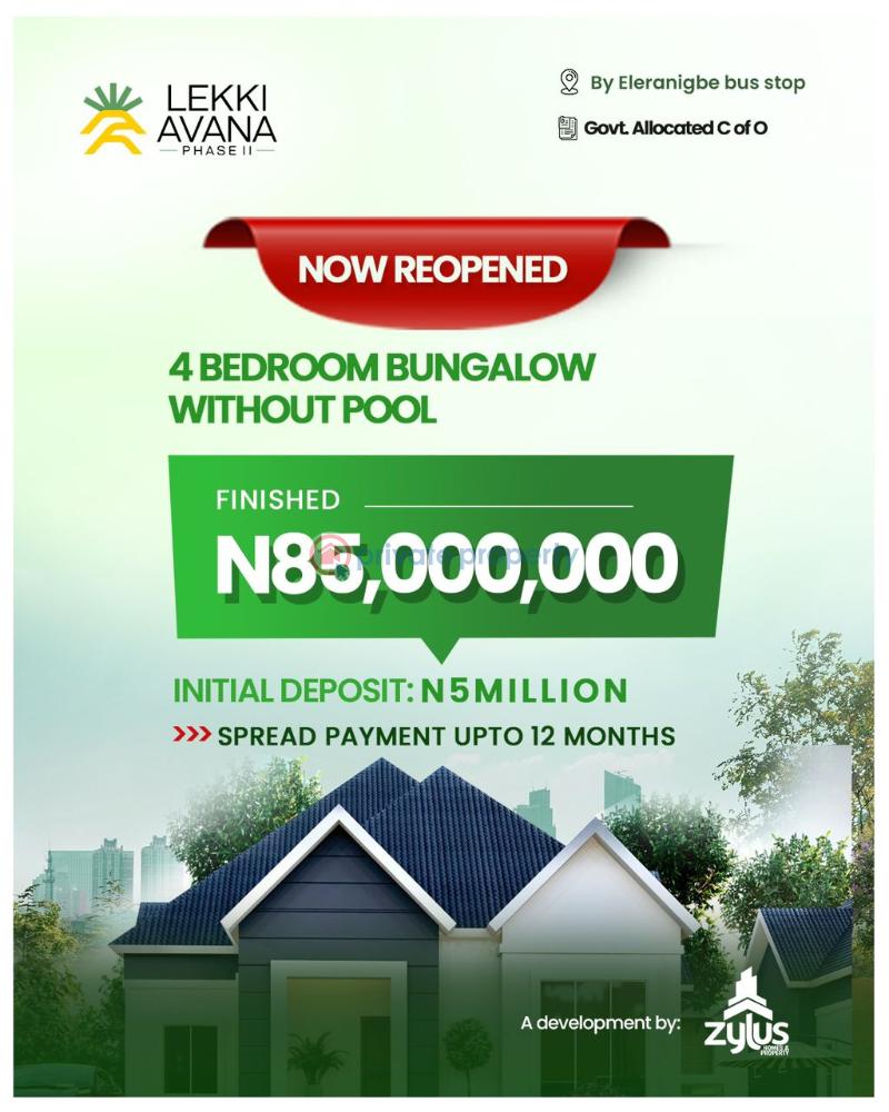 4 bedroom Bungalow For Sale Lekki Avana Phase 2 By Eleranigbe Bus Stop Eleran Igbe Ibeju-Lekki Lagos - 0