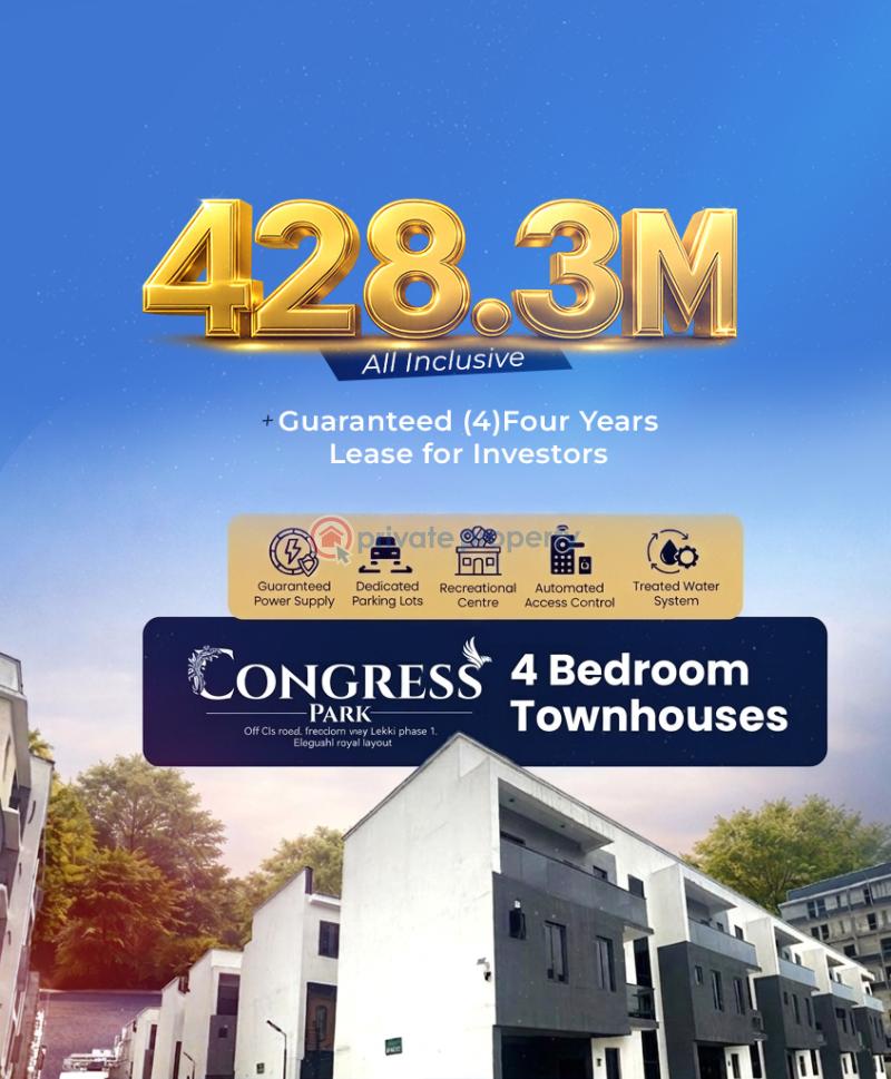 4 bedroom Townhouse For Sale Congress Park, Cis Road, Off Freedom Way, Lekki Phase 1 Lagos - 0