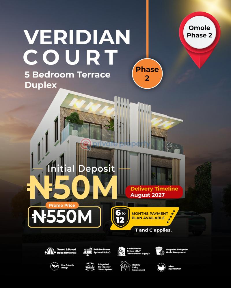 5 bedroom Terraced Duplex For Sale Veridian Court – Phase 2, Omole Ogba Lagos