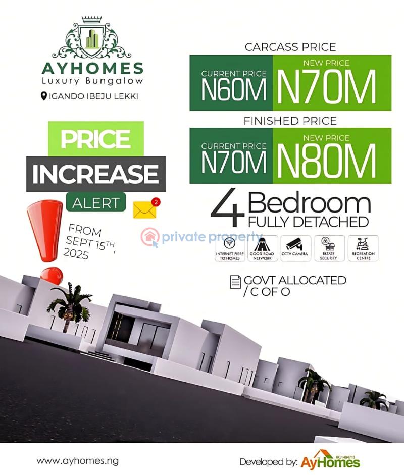 4 bedroom Shared Apartment For Sale Iberekodo Eleko Ibeju-Lekki Lagos - 1