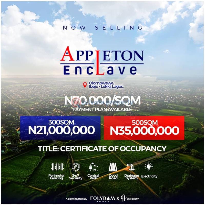 Residential Land For Sale Appleton Enclave Estate Olomowewe Close To Dangote Refinery Ibeju-Lekki Lagos