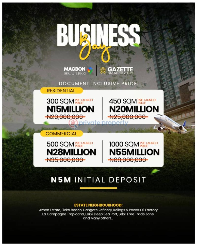 Residential Land For Sale Business Bay Estate Magbon Close To Lekki Deep Sea Port Ibeju-Lekki Lagos