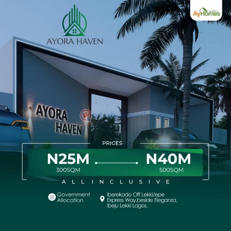 Residential Land For Sale Ayora Haven Beside Elegnaza Off Lekki Epe Expressway Iberekodo Ibeju-Lekki Lagos