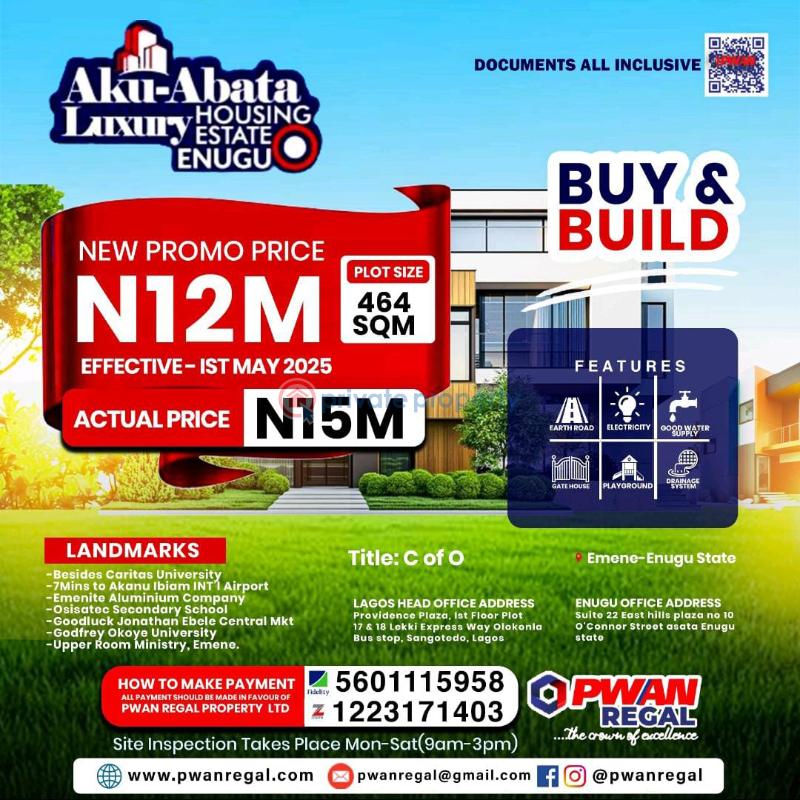 Mixed use Land For Sale Aku Abata Luxury Estate, Emene, Enugu State. Enugu Area 
