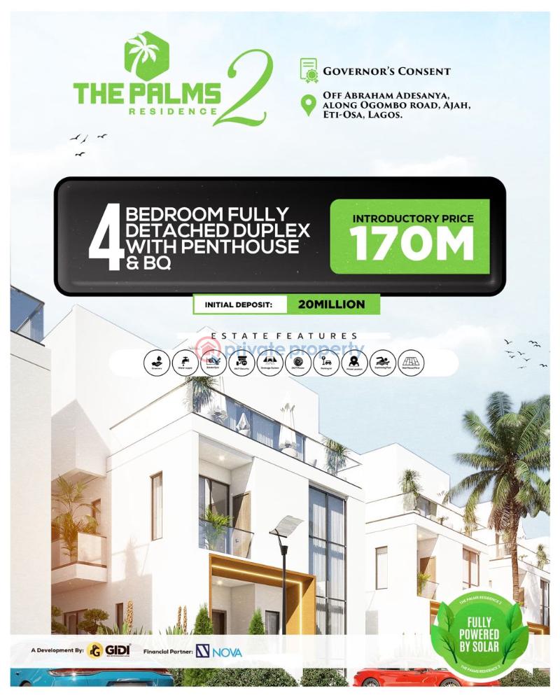 4 bedroom Detached Duplex For Sale The Palms Residence Phase 2, Ogombo Road, Abraham Adesanya Ajah Lagos