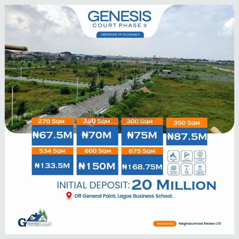 Land For Sale Genesis Court Phase 3, Shortly Before Lagos Business School, Abraham Adesanya Ajah Lagos - 0