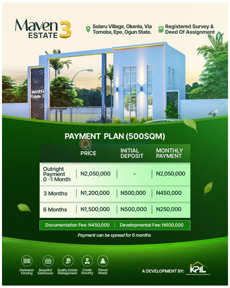 Residential Land For Sale Solaru, Okenla Via Tomoba Epe Lagos - 1